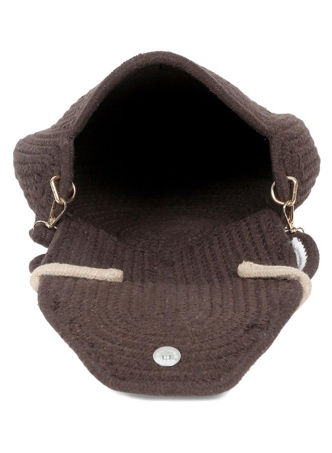 FABINALIV Brown Cartoon Design Macrame Braided Cotton Sling Bag (FLHB-1019-Brown) - Image 4